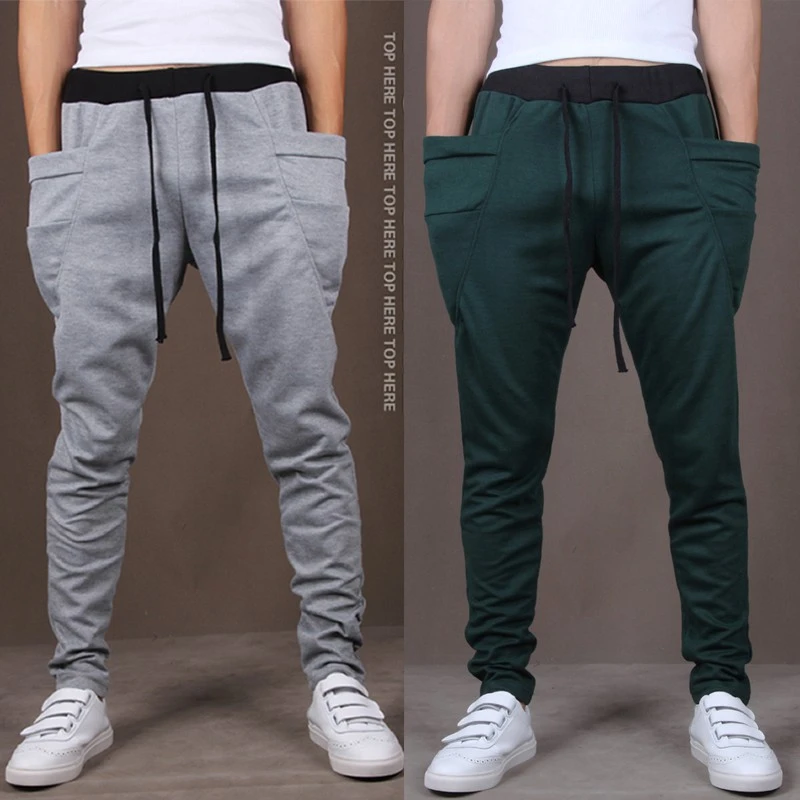 men slim leisure long trousers sport Harem Pants male pocket fashion sweat street style pants boy hip hop 8 color