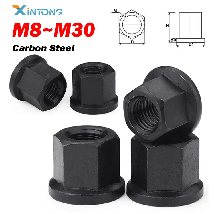 1 шт. черные фланцевые гайки из углеродистой стали с накладной гайкой