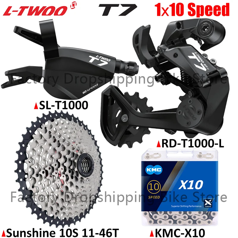 Фото LTWOO T7 MTB Bike 1x10 Speed Kits L-Lock Cage Фиксированная стабилизирующая демпфирующая задний переключатель SUNSHINE Кассета X10 Цепи №1