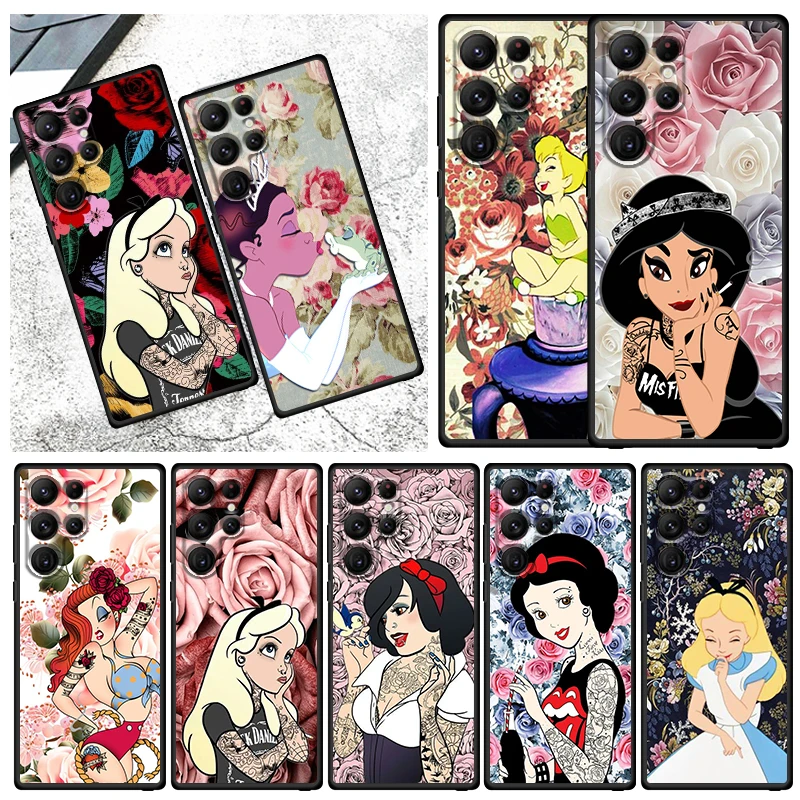 

Animation Alice Princess Phone Case For Samsung Galaxy S23 S22 S21 S20 FE S10 S10E S9 Plus Ultra Pro Lite 5G Black Funda
