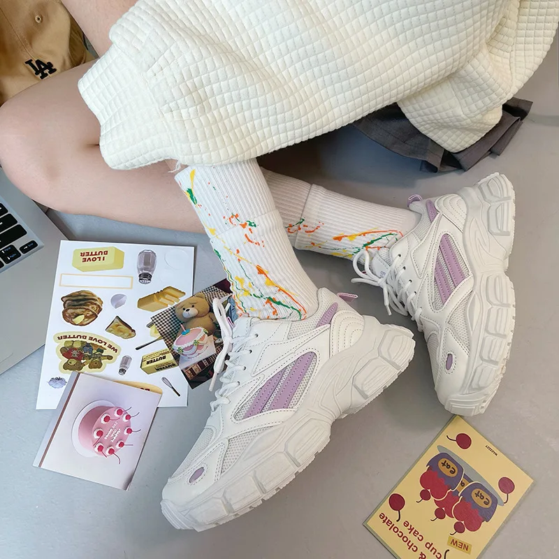 

Спортивная женская обувь весна-осень-лето 2021 Корейская версия дышащая сетчатая повседневная обувь для бега Папины Ins легкие