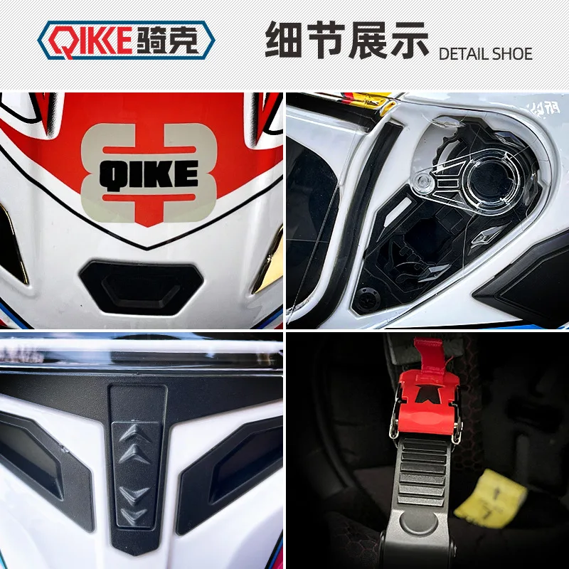 QIKE Motorcycle Anti-fog Double Lens Uncovered Helmet Motorcycle Personality Big Tail Rider Safety Four Seasons Universal Helmet enlarge