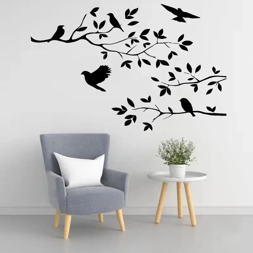 Съемная наклейка на стену с птицей в виде дерева виниловая художественная фреска