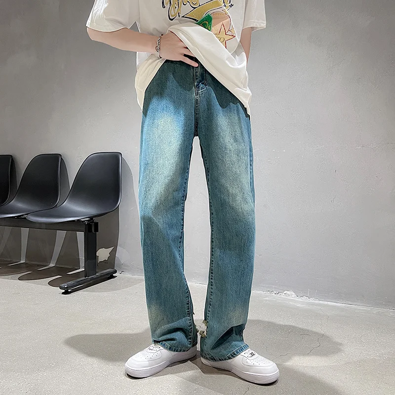 

Summer Blue Ripped Jeans Men Fashion Casual Baggy Jeans Men Streetwear Loose Hip Hop Hole Denim Pants Mens Trousers S-3XL