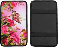 auto center console pad butterfly on roses print universal fit soft comfort car armrest cover fit for most sedans suv truck