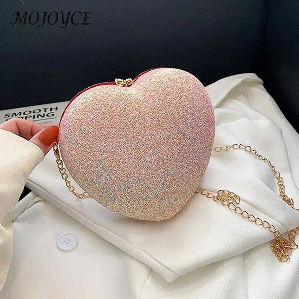 

Женский вечерний клатч в форме сердца, с блестками