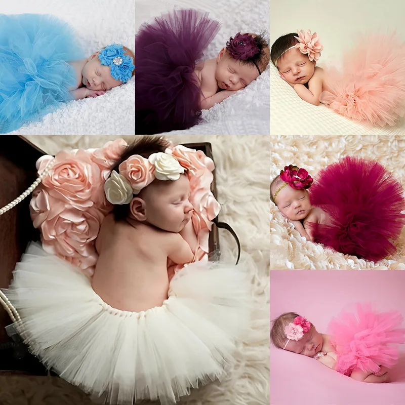 

Юбка-пачка для новорожденных, одежда для фотосъемки, наряд на первый день рождения для маленьких девочек, одежда для маленьких девочек, Тюлевая Пышная юбка, повязка на голову