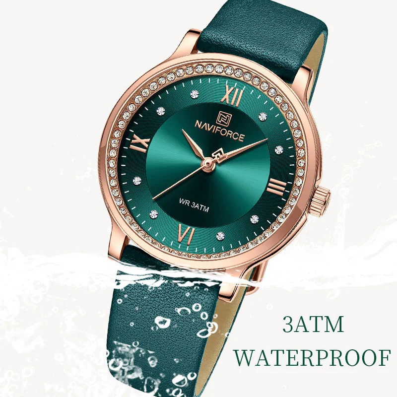 NAVIFORCE Women Watch Fashion Simple Lady Waterproof Quartz Leather Bracelet  Wristwatches Girlfriend Gift Relogio Feminino