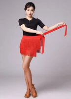 women latin dance skirt black red fringed hip scarf latin dance skirt ladies wrap lombard lace up skirt competition show skirt