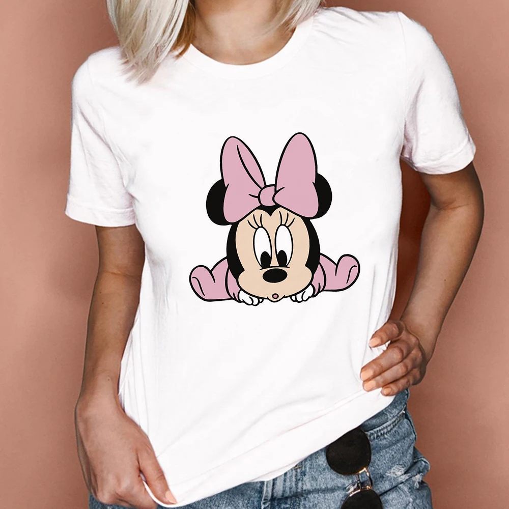 

Dropship Kawaii Tees Fashion Casual T Shirts Female Cartoon Mickey As A Child Sleep Cute Pattern Printing Disney Women T-shirts