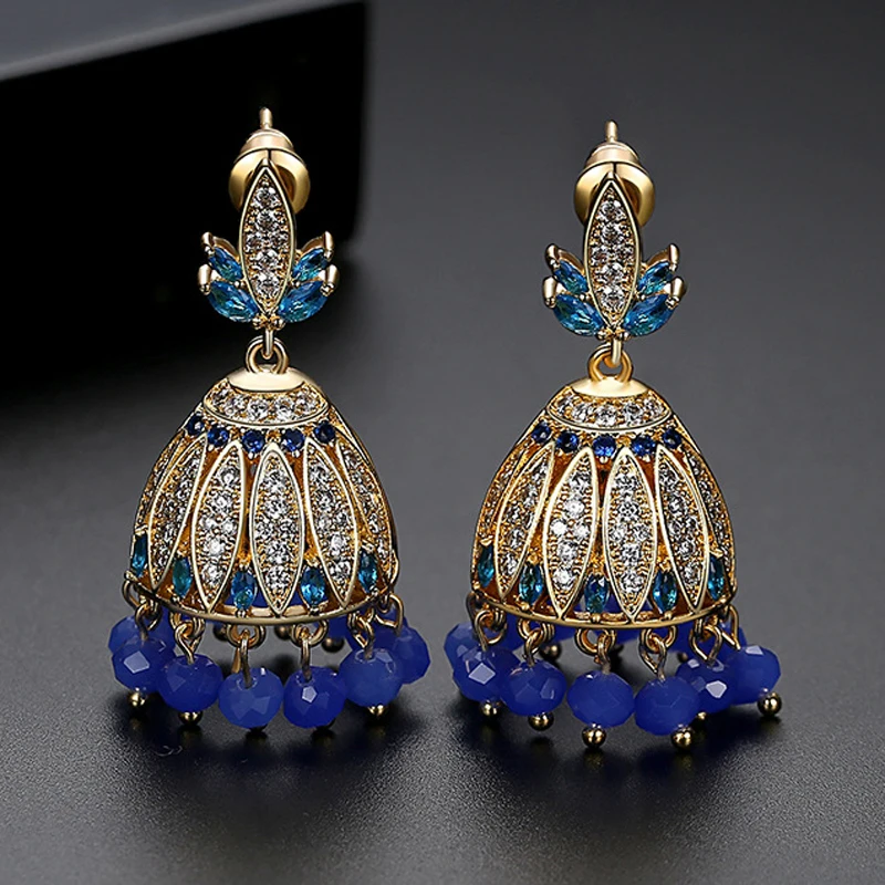 Индийские хрустальные колокольчики Jhumka бусины висячие серьги модные женские