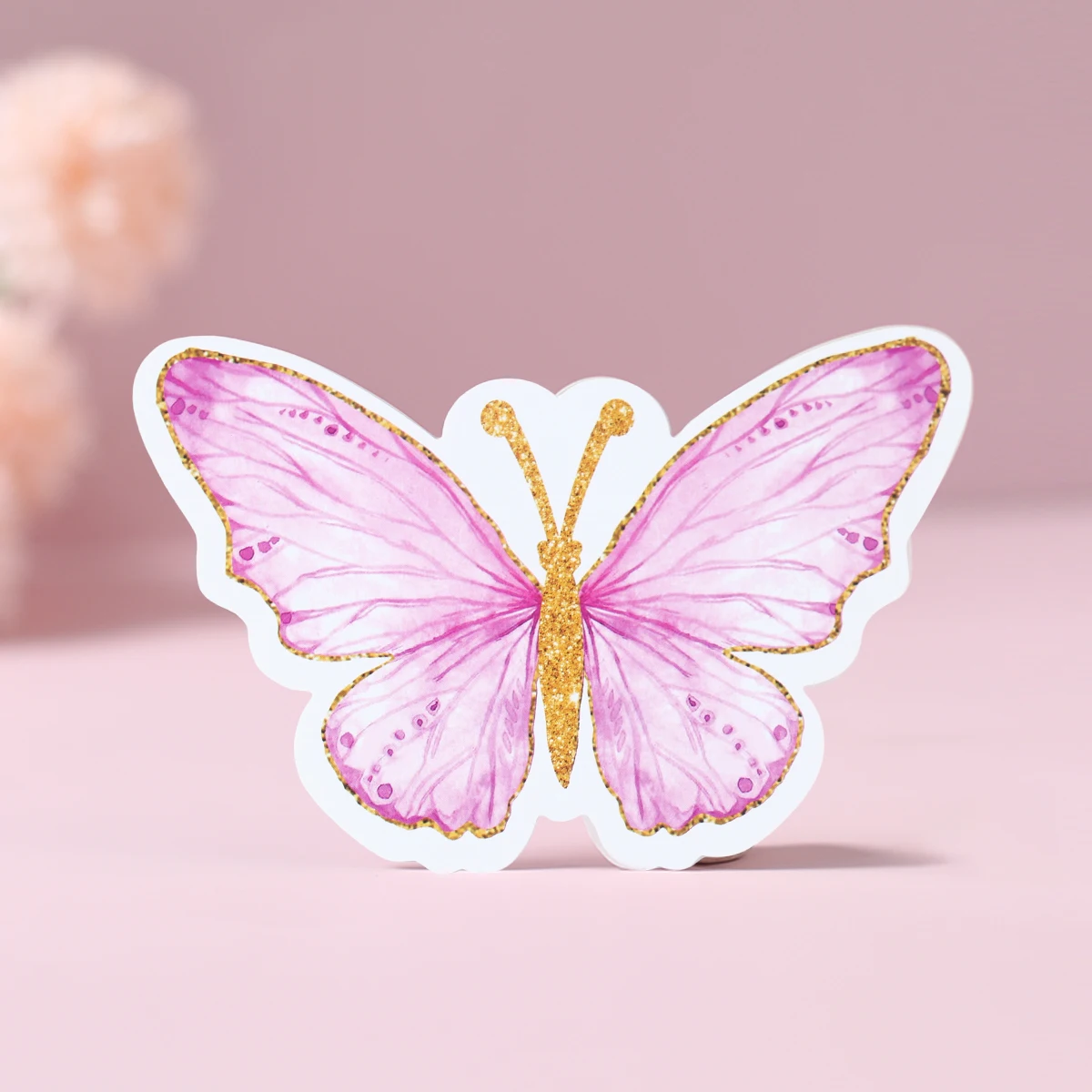 Розовая бабочка инопланетянин пригласительная открытка весенняя тема один день