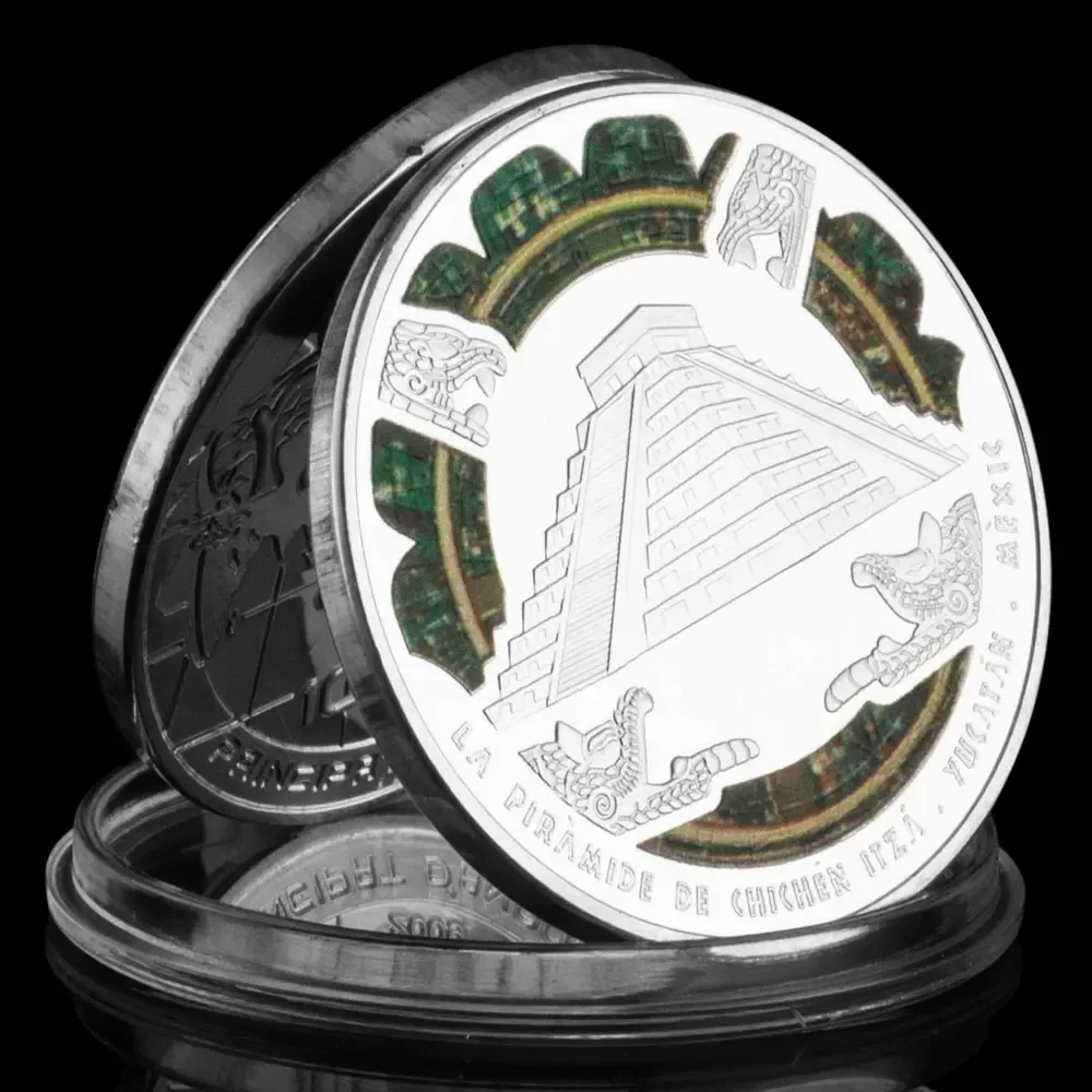 Мексиканские майянские пирамиды посеребренные коллекционные монеты коллекция