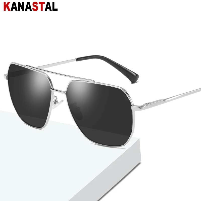 

Мужские поляризованные солнцезащитные очки UV400, классические металлические солнцезащитные очки, квадратные очки, оправа для вождения, рыба...