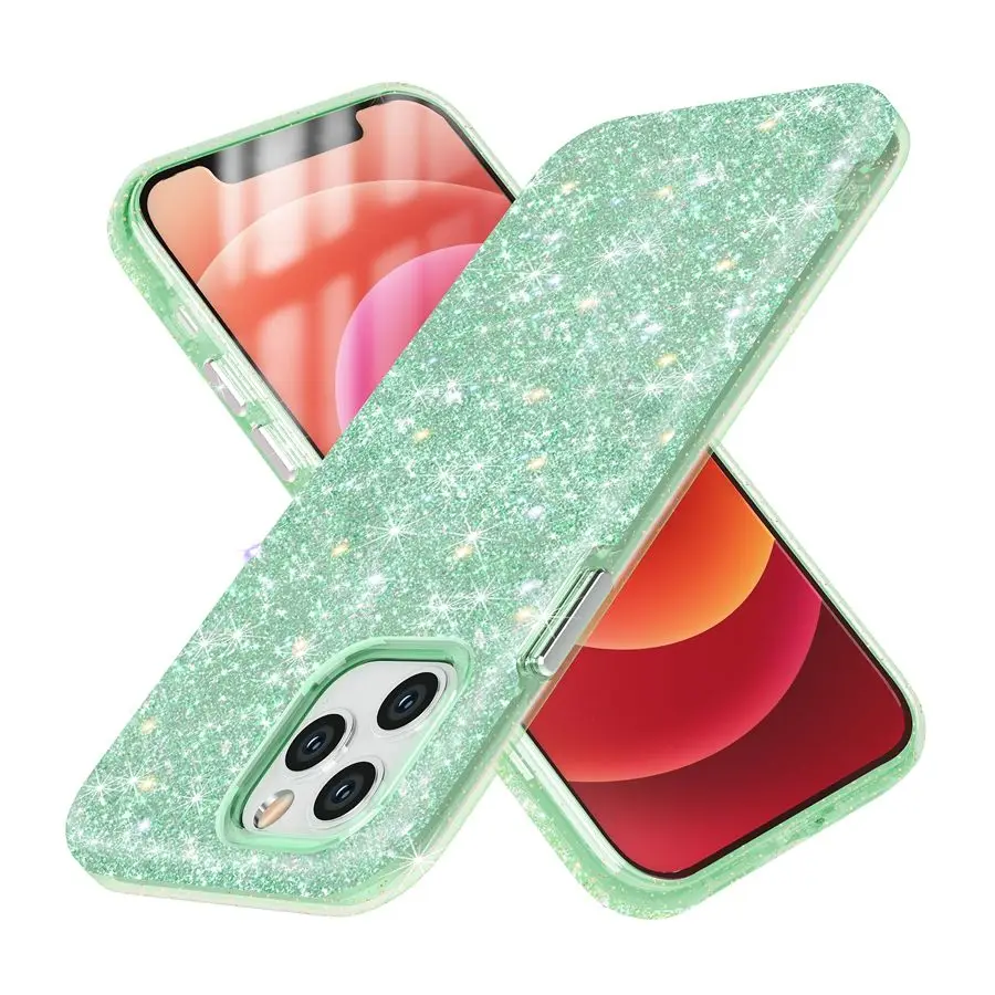 

Трехслойный Гибридный блестящий чехол для iPhone 12 Mini 11 Pro Max 8 7 Plus, роскошный мягкий защитный чехол из ТПУ с блестящими стразами