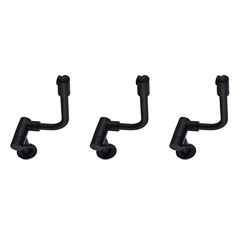 

3x360 градусов вращающийся черный настенный одиночный смеситель для холодной воды, смеситель из твердой латуни для раковины, смеситель для ра...