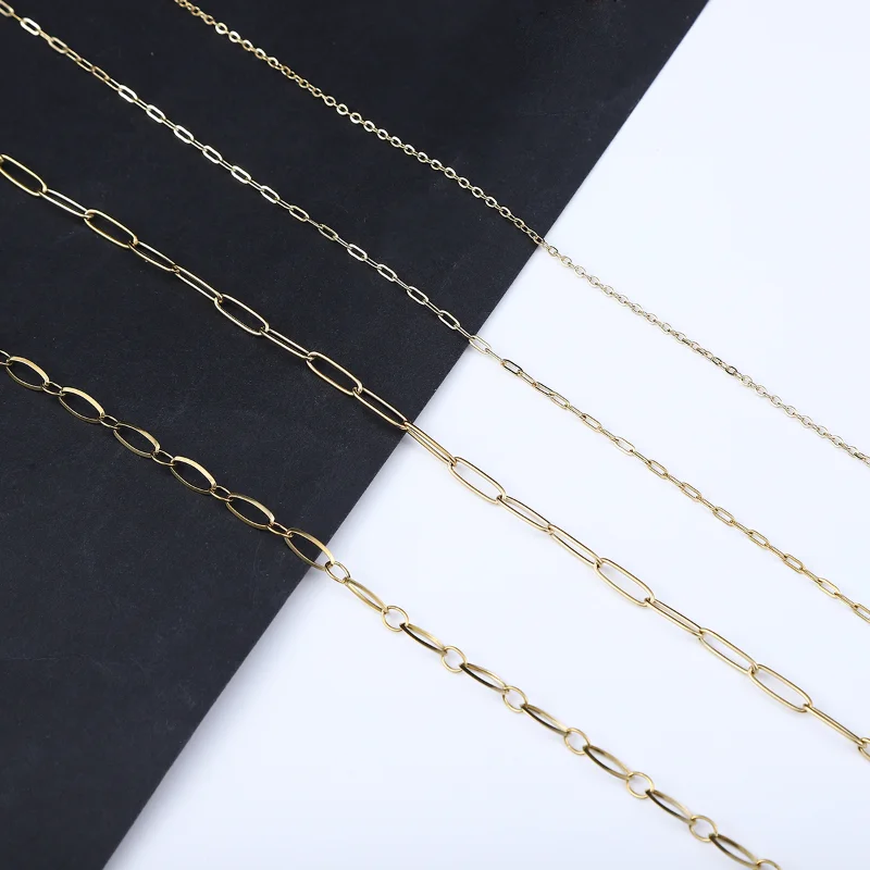 Stainless Steel Circle Oval Link Chain Necklace O-shaped Link Chain Fine Chain for Jewelry Making DIY Necklace Bracelet Chain 1M