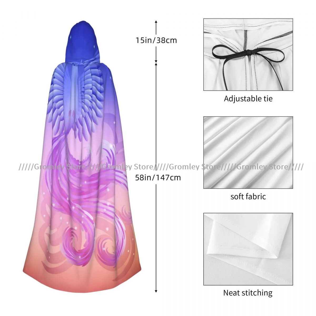 Плащ на Хэллоуин унисекс Волшебная птица Феникс огненная накидка средневековый