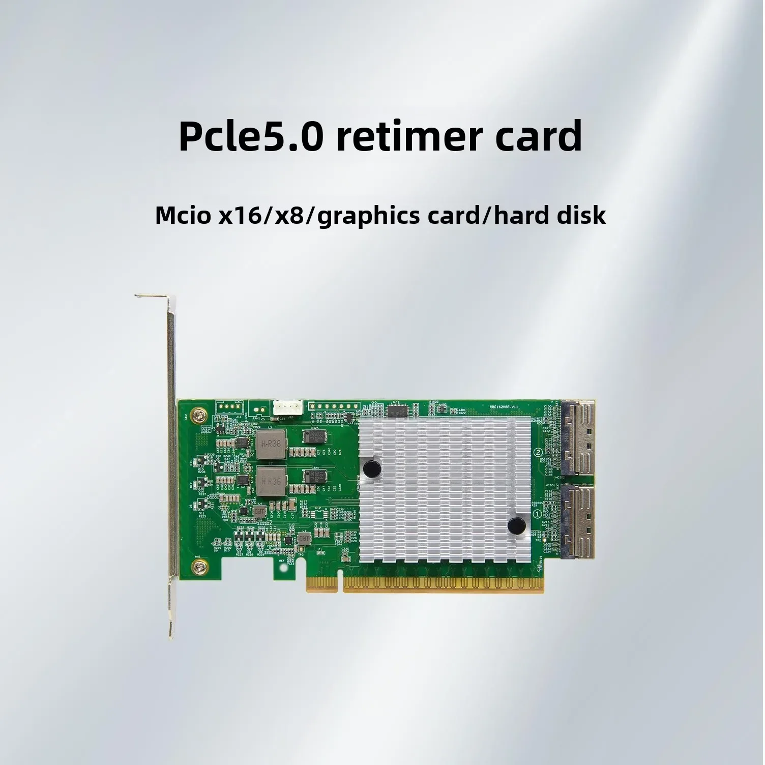 Фото Карта-ретаймер 2U PCIe Gen5.0 MCIO X16/X8/для видеокарт/SSD, внешняя карта-ретаймер MCIO 8i PCIe 5.0, карта расширения для GPU/жестких дисков, 32GT/s №4