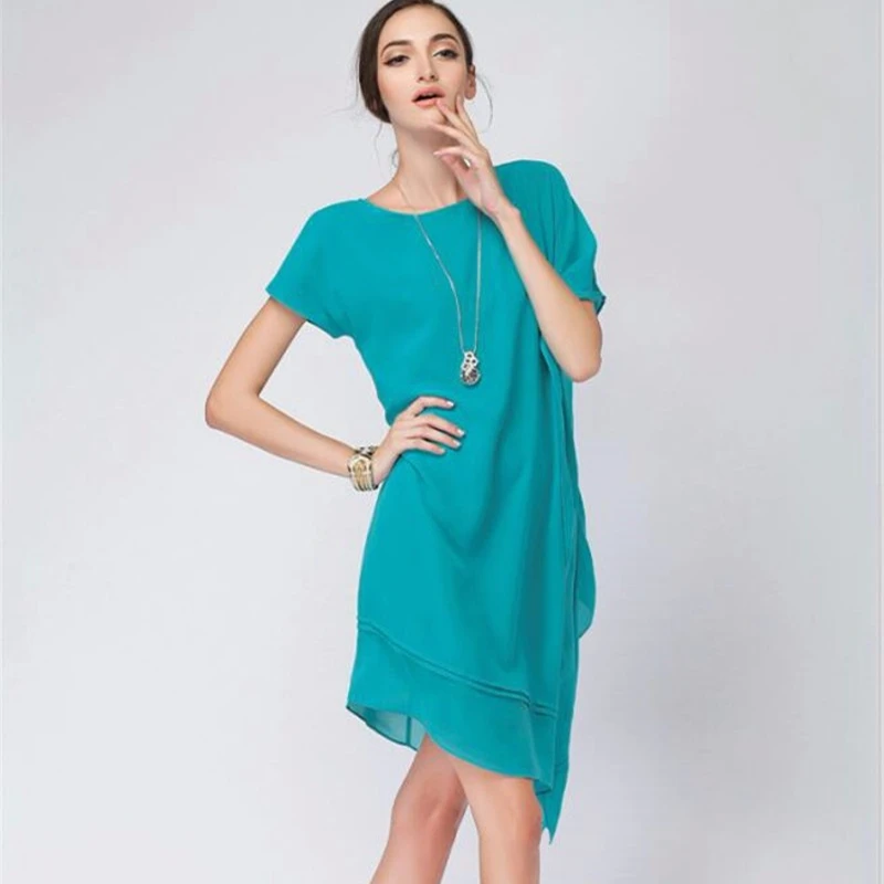 

Женское шифоновое платье-миди с оборками, асимметричное свободное пляжное платье для отдыха, элегантная одежда больших размеров, лето 2023