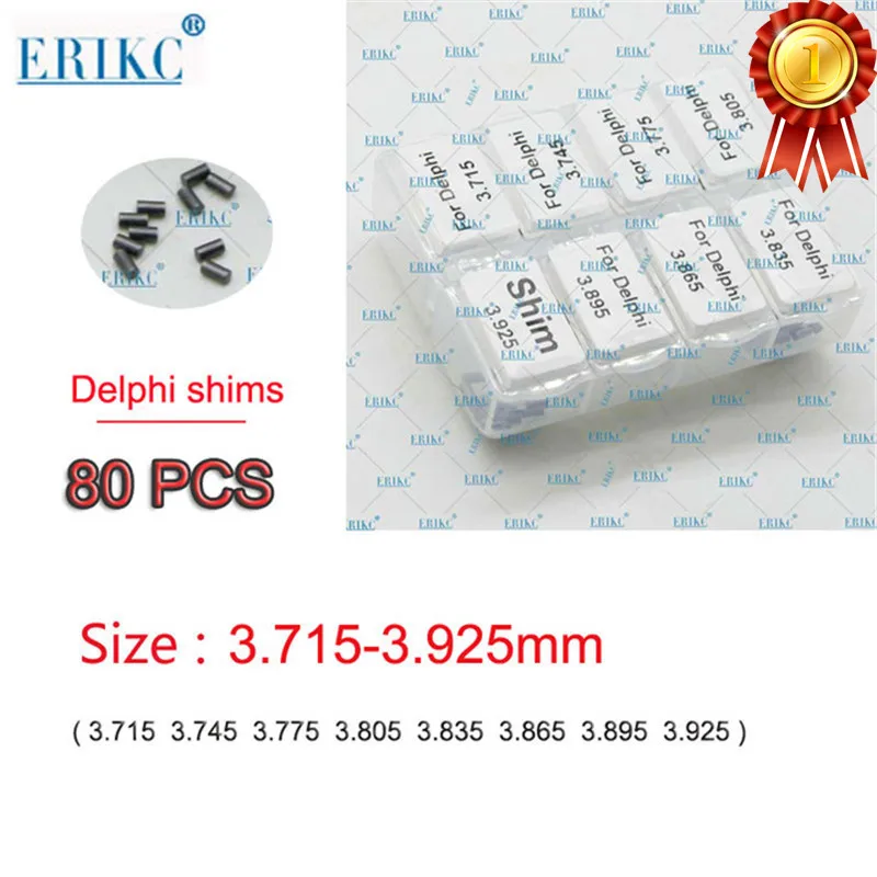 

ERIKC 80 шт., калибровочные прокладки для форсунок, комплекты регулировочных прокладок Common Rail, размер (3,715–3,925 мм), точность 0,03 мм