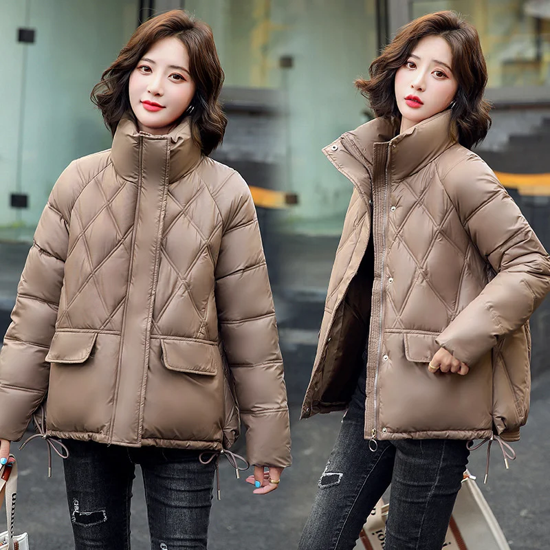 New Women's Winter Jacket Streetwear Stand Collar Cotton Padded Jacket Coat Warm Short Parkas Winter Coat Women Clothing