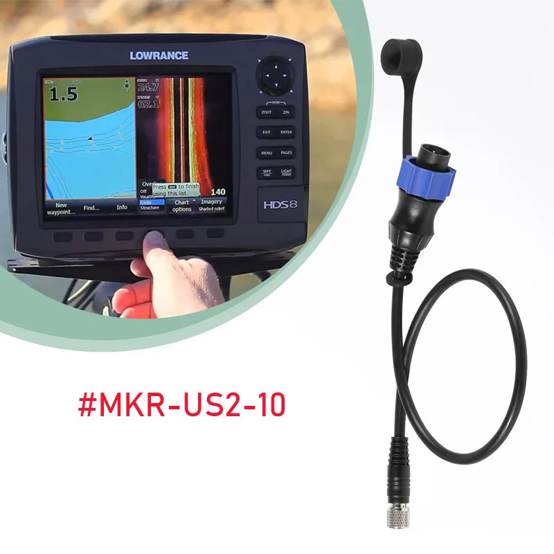MKR-US2-10 Universal Sonar 2 Adaptor Cable Fit for Lowrance Fish Finder Works on US2 Sonar Transducer & Minn Kota Trolling Motor