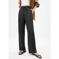 shuchan fashion summer mujer pantalones full length acetate polyester loose casual straight women pants elastic waist