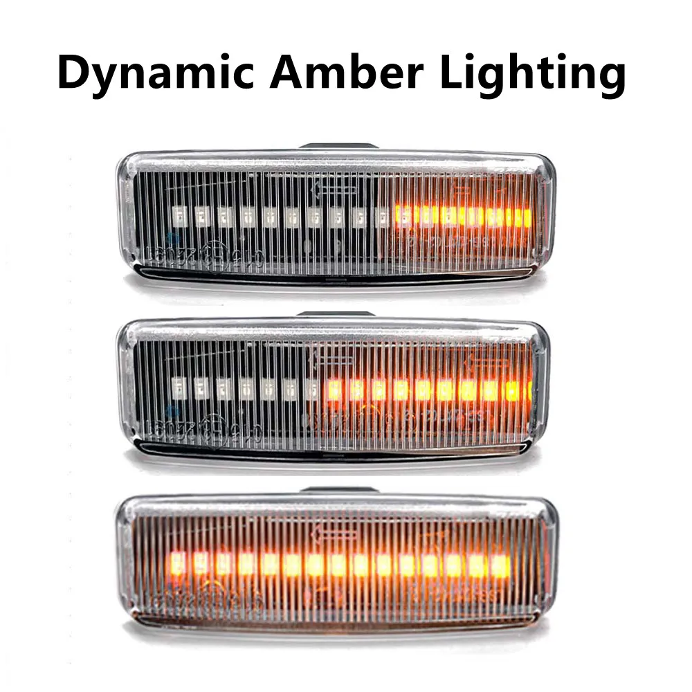 

2pc Clear Lens Dynamic Amber LED Side Marker Light Sequential Turn Signal Blinker Car Light For BMW 5 Series E39 12/1995-06/2003