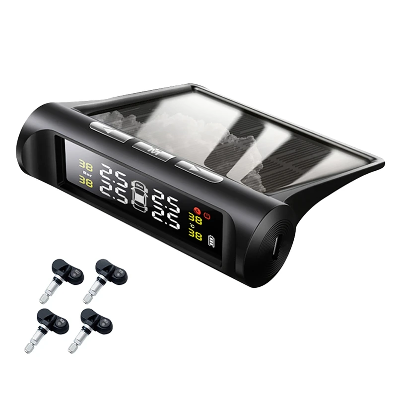 

Автомобильная система контроля давления в шинах TPMS на солнечной энергии с ЖК-дисплеем, автомобильная сигнализация безопасности, датчик дав...