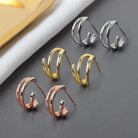 yoofaning s925 silver needle stud 2022 personality simple semicircle c shaped earrings fashion all match earrings girl earrings