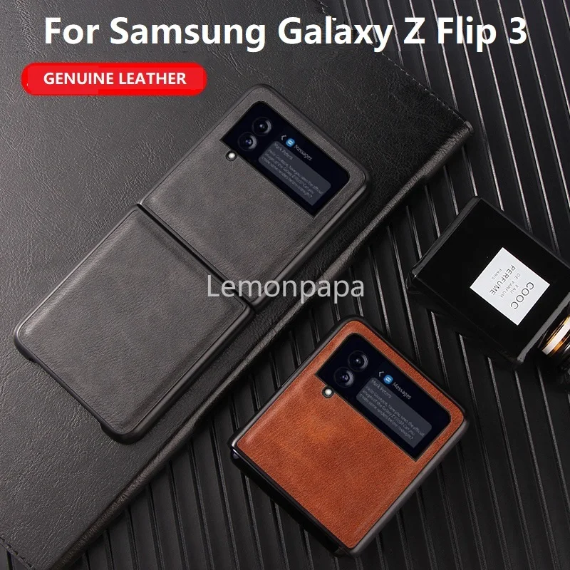 

Luxury Case for Samsung Galaxy Z Flip 3 Case Vintage Genuine Leather Shockproof Cover for Samsung Galaxy Z Flip Case