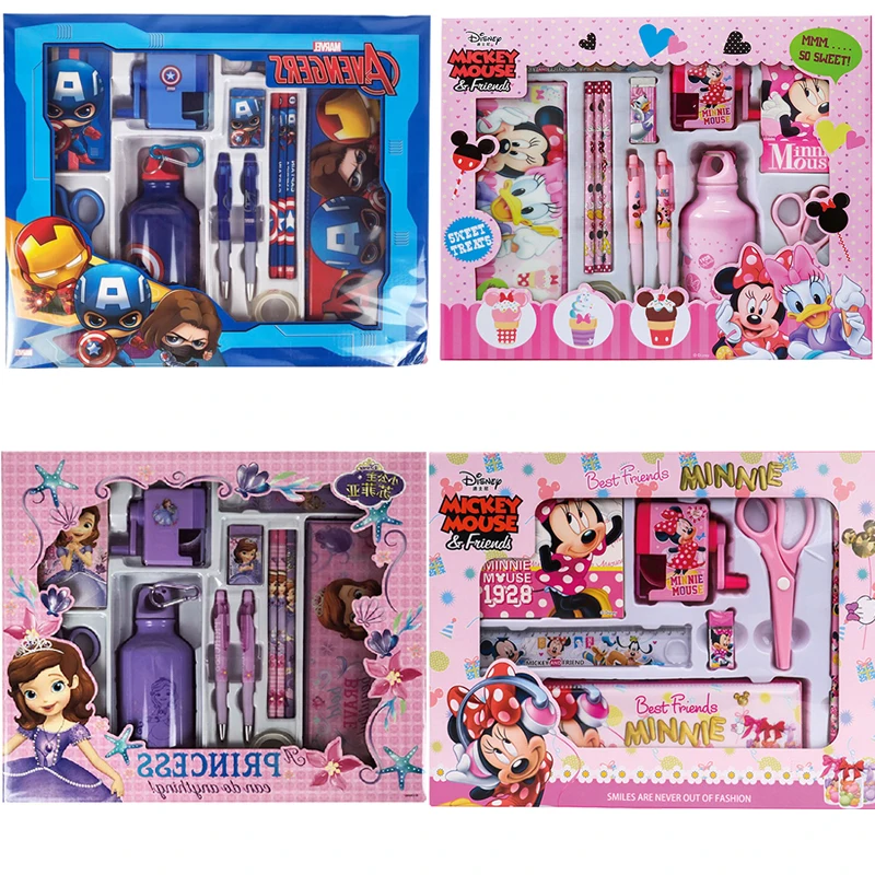 

Набор канцелярских принадлежностей из мультфильма Диснея, Микки Маус, Marvel, замороженные, для студентов, многофункциональная оригинальная д...