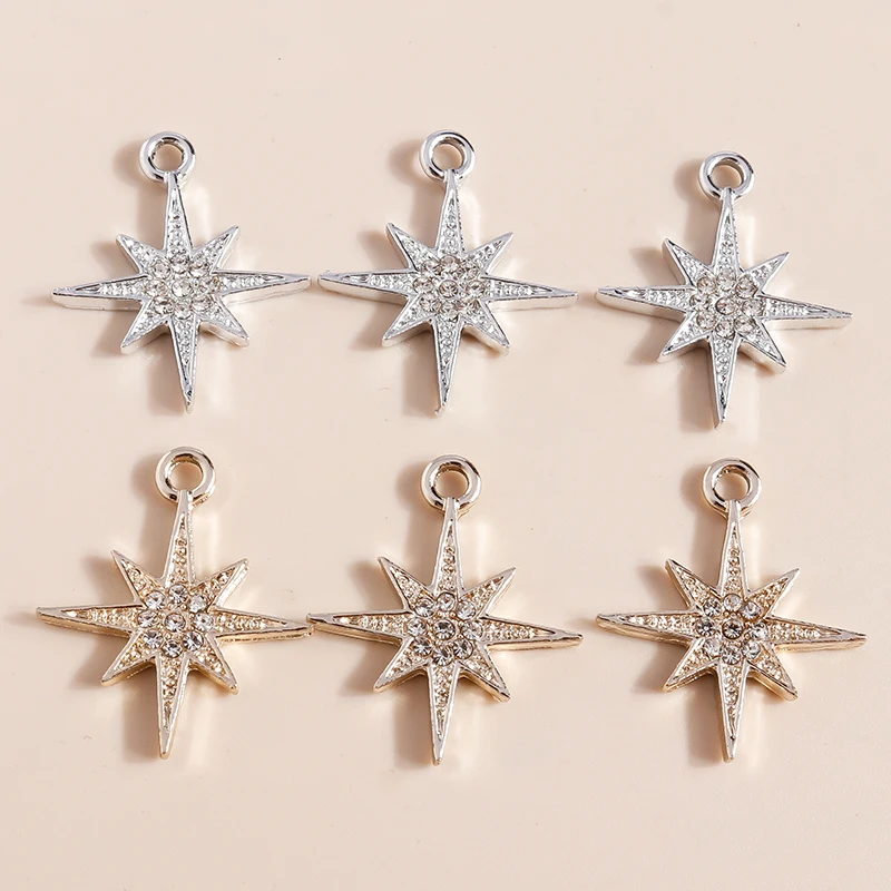 10pcs 27*20mm Shining Crystal Star Charms for Earrings Bracelet Making Accessories Pendants Necklace Keychain Diy Jewelry Making