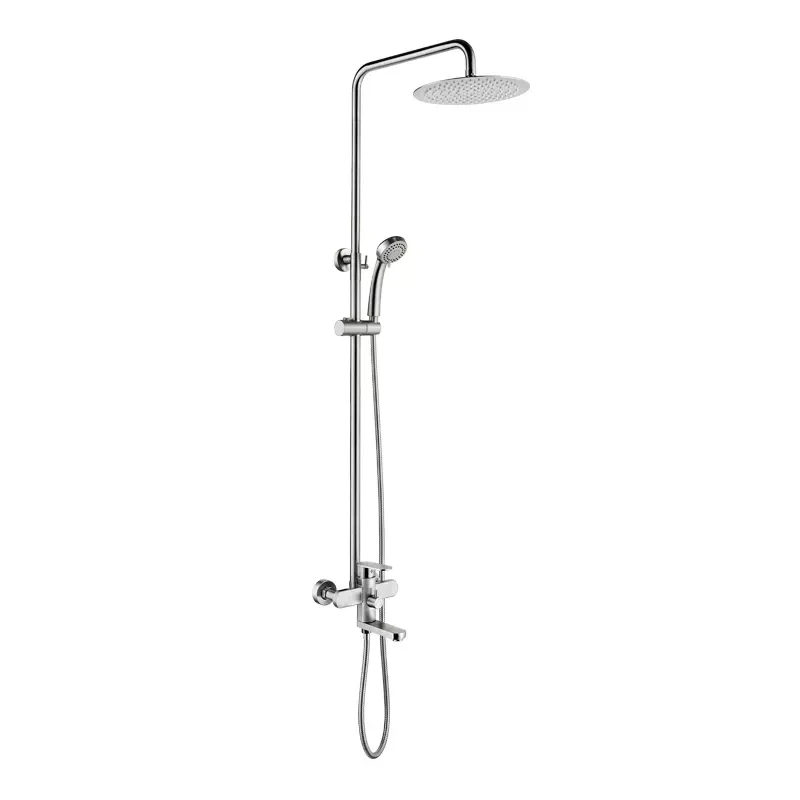 

Bath Shower Mixer Faucet Stainless Steel Classic Faucets Rotate Tub Spout Wall Mount Rainfall With Hand Shower L72416