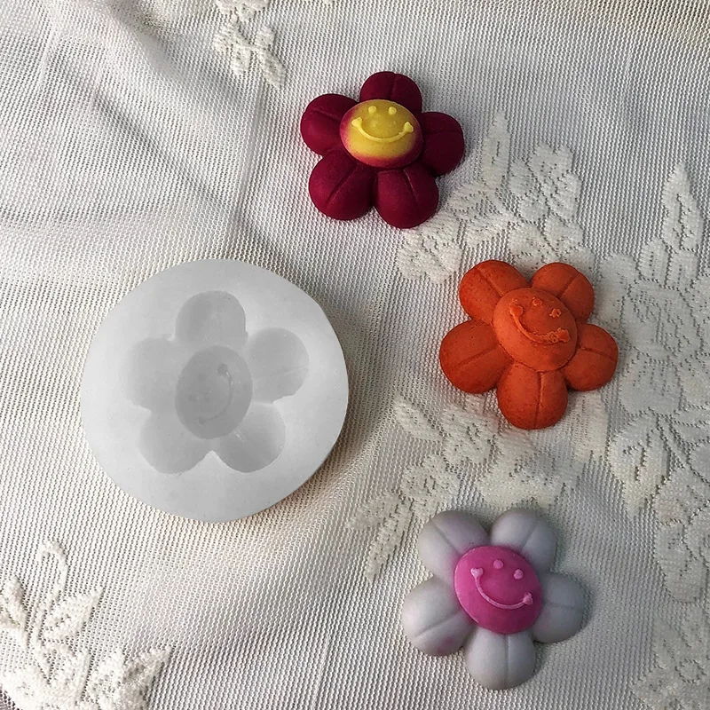 Милый цветок Свеча со смайликом силиконовая фотоформа мыло ароматерапия