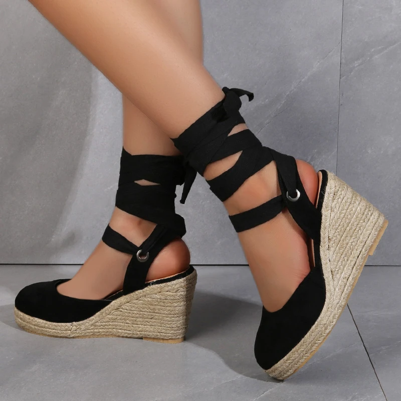 

Wedges Shoes for Women Platform Heels Summer Strappy Mules 2022 Black Elegant Woman Socofy Casual Sandals Espadrilles Wedding