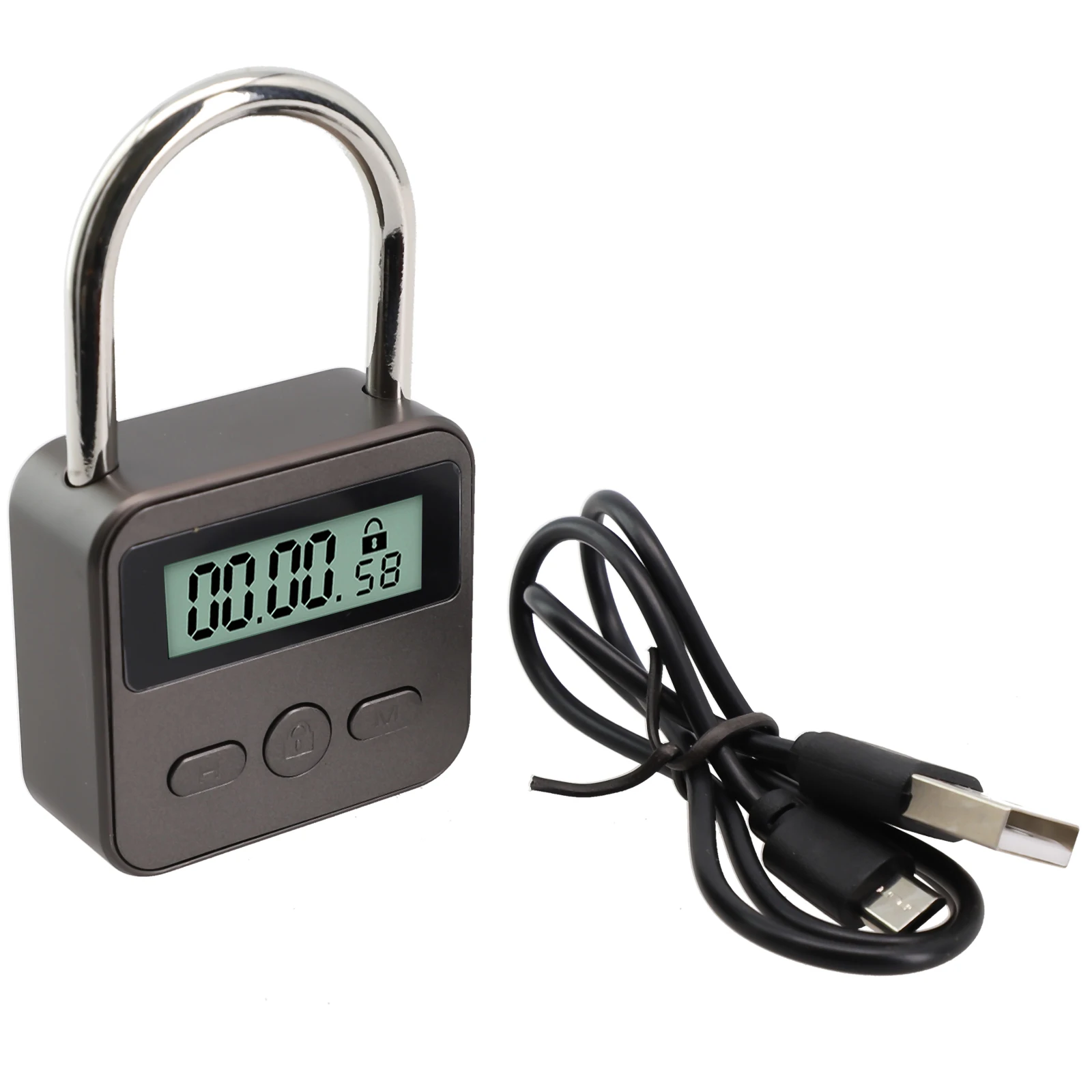1 комплект навесного замка с таймером и использованием ручного и USB-кабеля для зарядки Водонепроницаемый USB-перезаряжаемый временный замок с таймером Детали умного замка времени (art.: 3920d49fbedae) - 3920d49fbedae