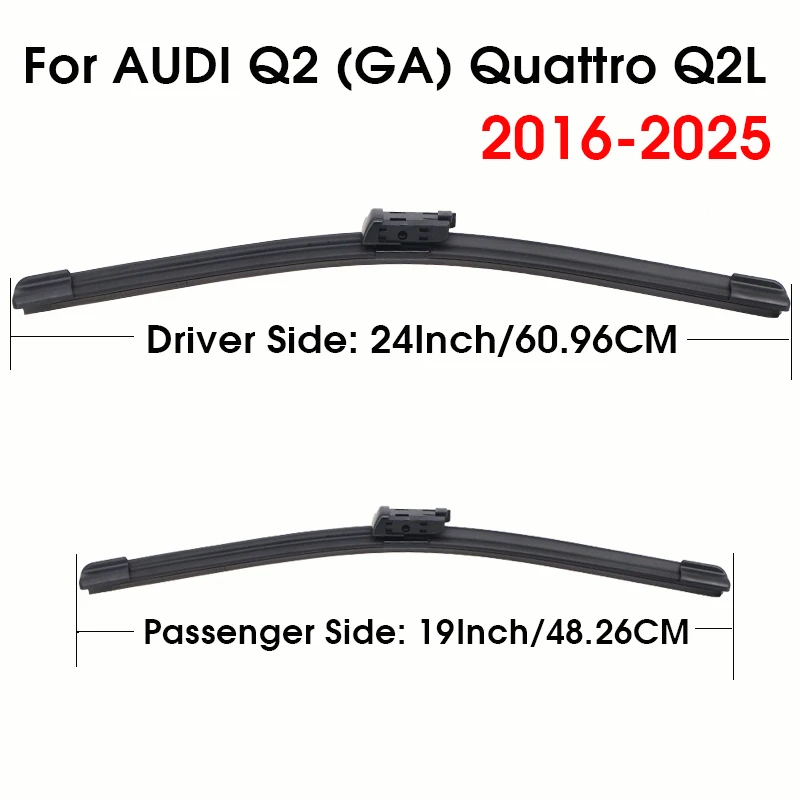 

Для AUDI Q2L Q2 GA Quattro 2016-2025 24 "+ 19" автомобильные щетки стеклоочистителя подходят кнопочный рычаг переднего ветрового стекла авто KAWOO дворники