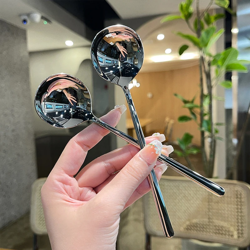 Длинная Ложка Для Супа Из Нержавеющей Стали Десертная Круглая В Стиле Вестерн