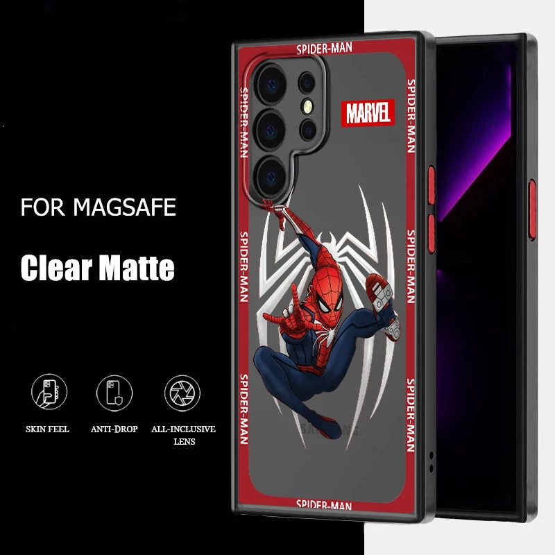 

Marvel SpiderMan Avengers Hero Phone Case For Samsung A71 A70 A52 A51 A42 A32 A22 A21S A12 A33 A53 Frosted Translucent Cover