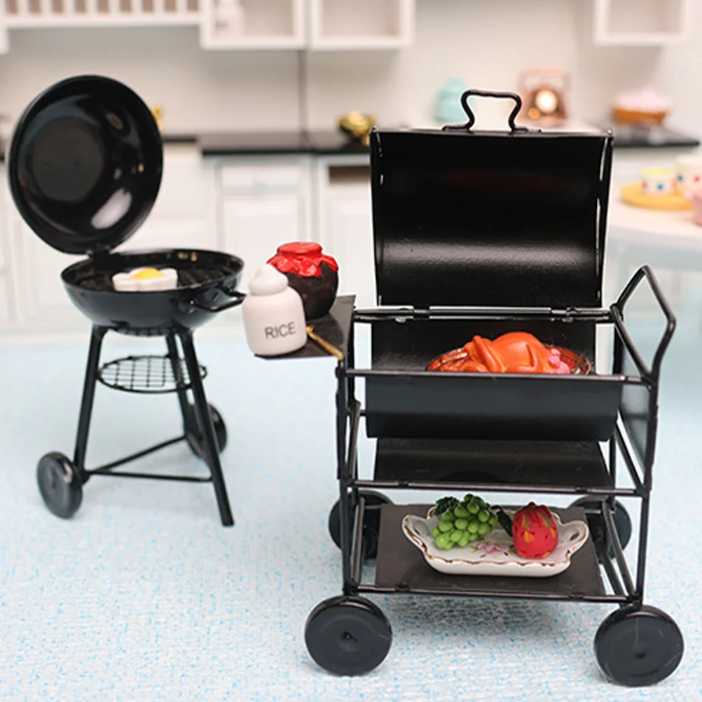 

Tiny Grill Scene Layout Decor Mini Grill Outdoors Barbecue Miniature Bbq Tool Decoration