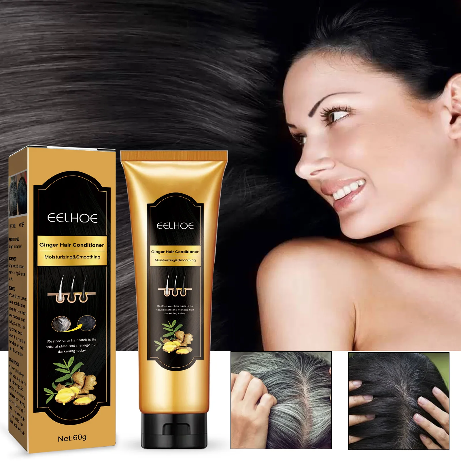 

Ginger Hair Conditioner Natural Plant Essence Nourish Repair Damaged Hair Effectively Promote Hair Growth Black Smooth Hair Care