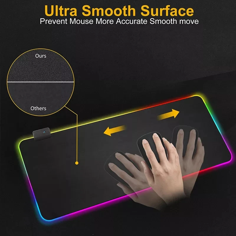 Компьютерный коврик для мыши игровые настольные коврики RGB Большой Подсветка