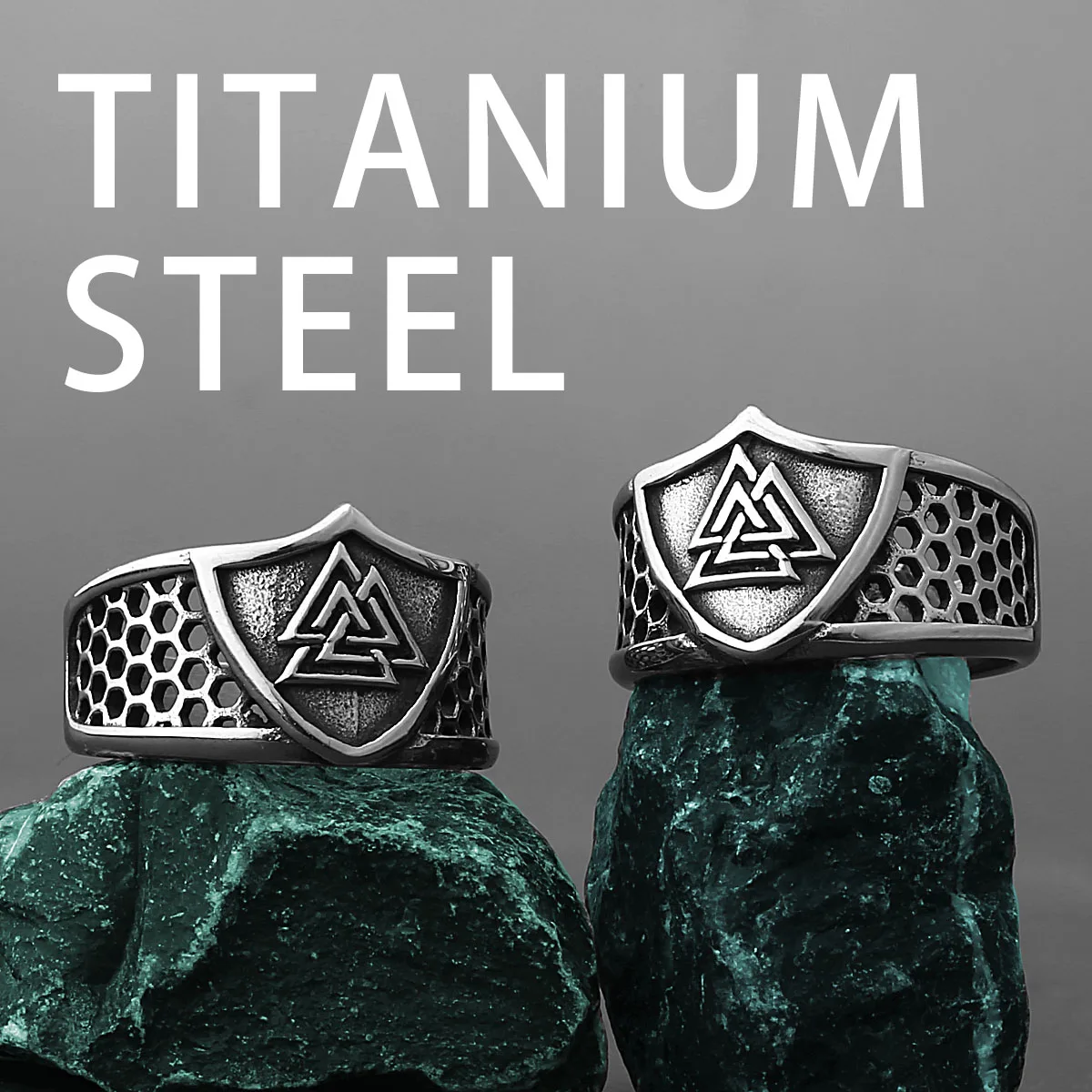 

Retro Creative Viking Valknut Rune Ring Men Boys Nordic Amulet 316L Stainless Steel Ring Jewelry Gift Wholesale