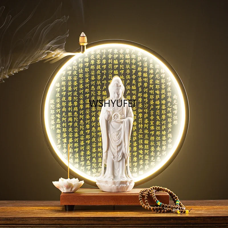 Статуи Будды Бодхисаттвы Гуаньинь керамические статуи лампа круг для гостиной