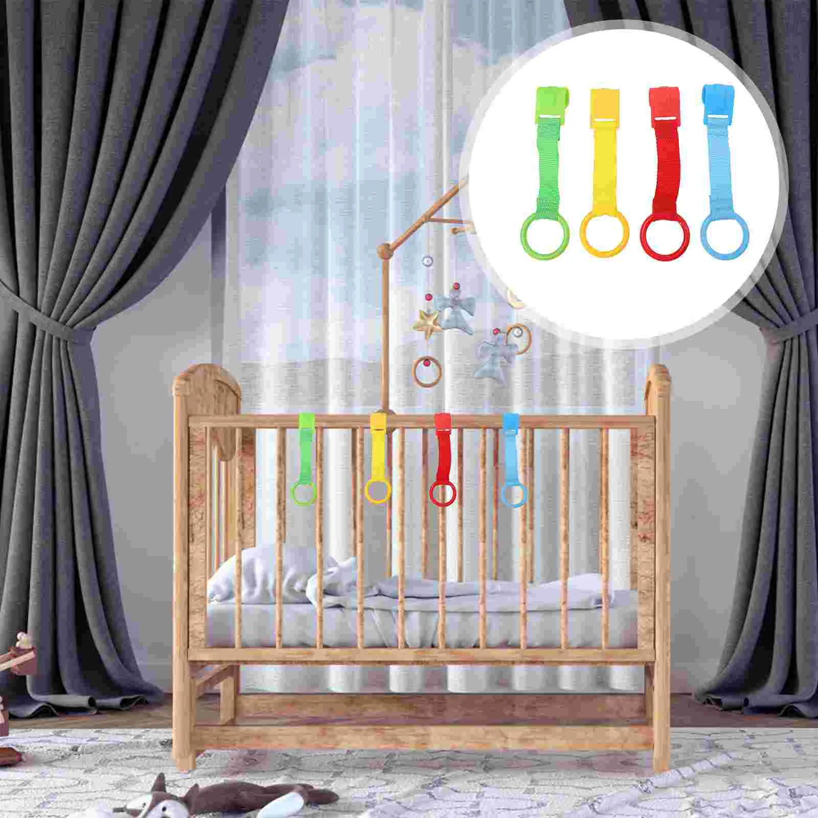 

4 Pcs Learn Stand Pull Ring Baby Up Rings Infant Bed Crib Hanging Walker Cot Hand Plastic Child