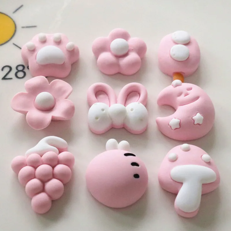 

100pcs Resin Cute Pink Series Flower Fruit Flatback Cabochon Scrapbook Kawaii Embellishments DIY Headdress Accessories