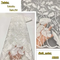 oemg whtie african lace materials 2022 high quality sequins nigerian french tulle lace fabric embroidery for women dress xz0093
