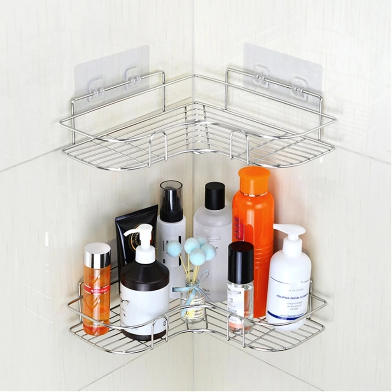 

Y5LE Stainless Steel Bathroom Shelf Self Adhesive Organize Cosmetic Holder